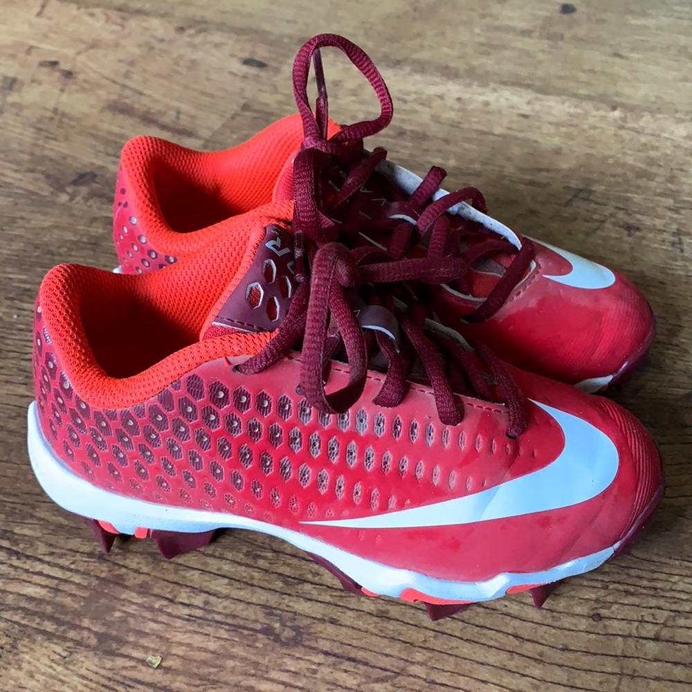 Boys Nike Red & White Baseball Cleats